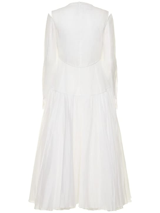 Jil Sander: Vestido midi de algodón con aberturas