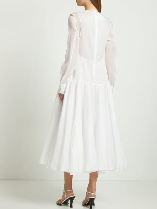 Jil Sander: Vestido midi de algodón con aberturas