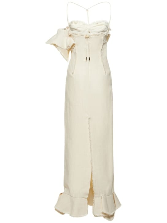 Jacquemus: Maxikleid aus Leinen mit Rüschen