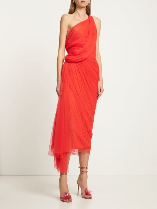 Maria Lucia Hohan - Abito midi monospalla in tulle plissé