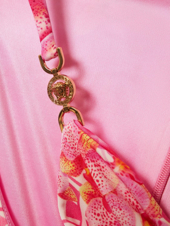 Versace: Vestido midi de punto estampado