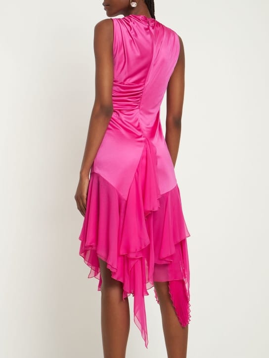 Versace: Vestido midi drapeado de raso