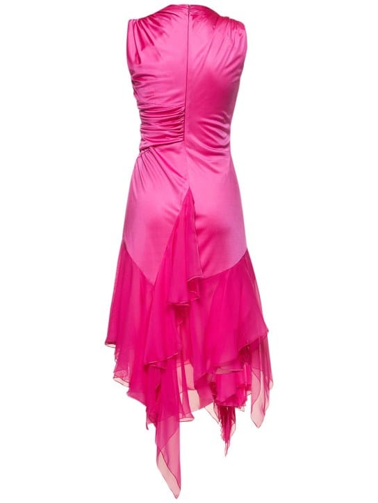 Versace: Vestido midi drapeado de raso