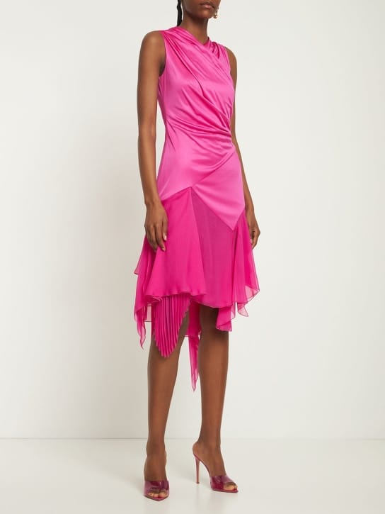 Versace: Vestido midi drapeado de raso