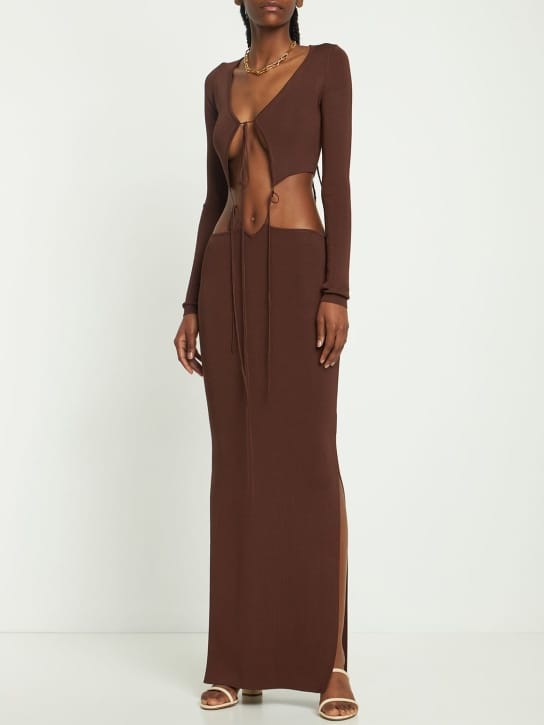 Aya Muse: Ribbed knit cut-out maxi dress