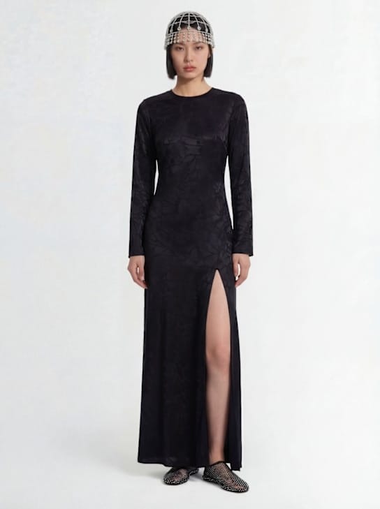 ANINE BING: Vestido largo de jacquard de seda