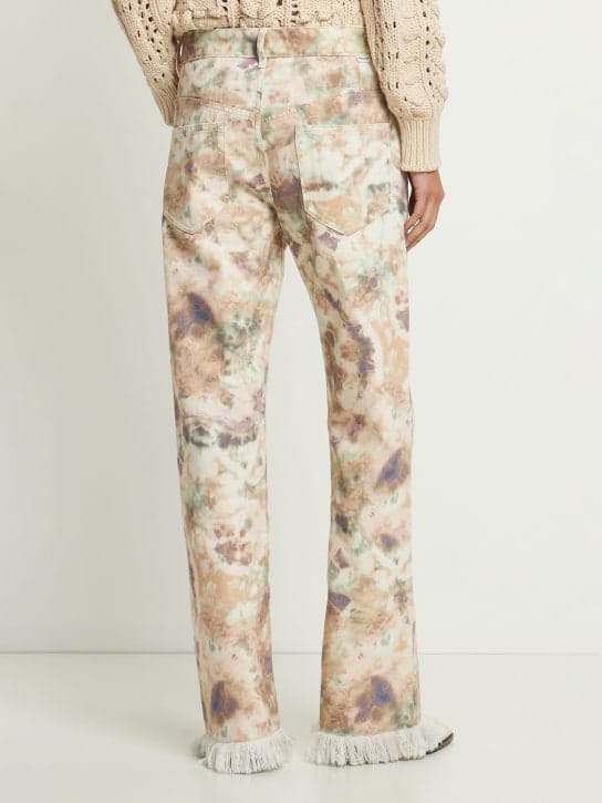 Marant Etoile: Palazzo-Hose aus Baumwolle mit Fransen