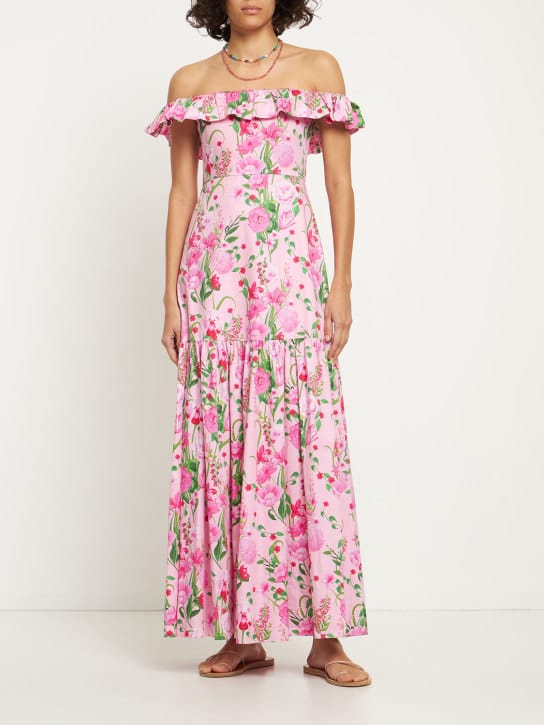 Borgo De Nor: Vestido largo de algodón con volantes