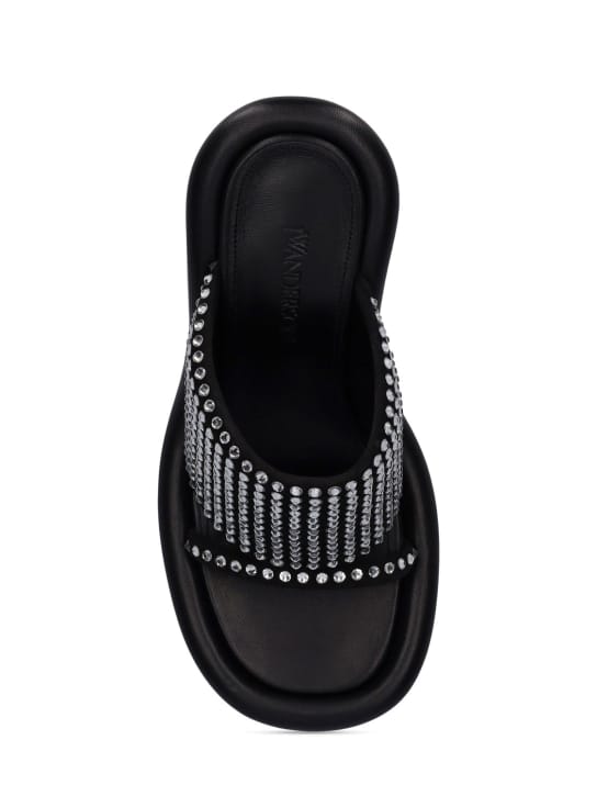 JW Anderson: 90毫米Bumper皮革&水晶穆勒鞋