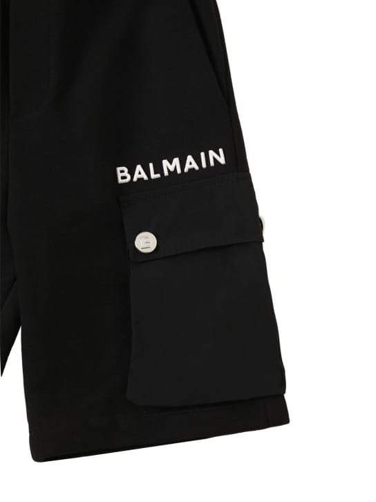 Balmain: Logo有机棉工装短裤
