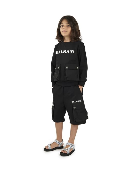 Balmain - Logo有机棉工装短裤
