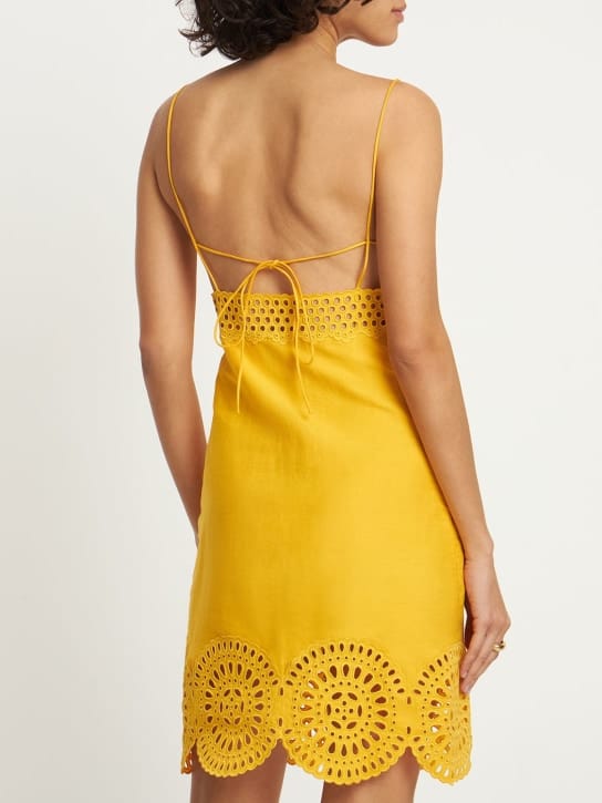 Stella McCartney: Vestido corto en mezcla de lino bordado