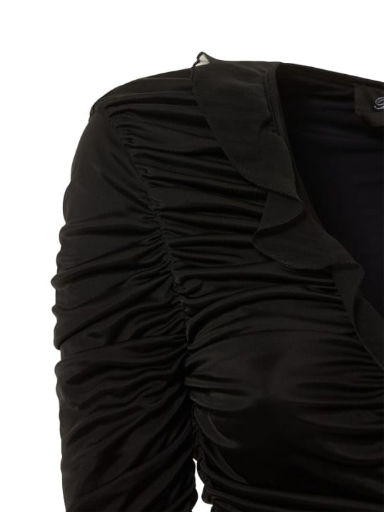 Blumarine: Ruched mini dress with ruffles