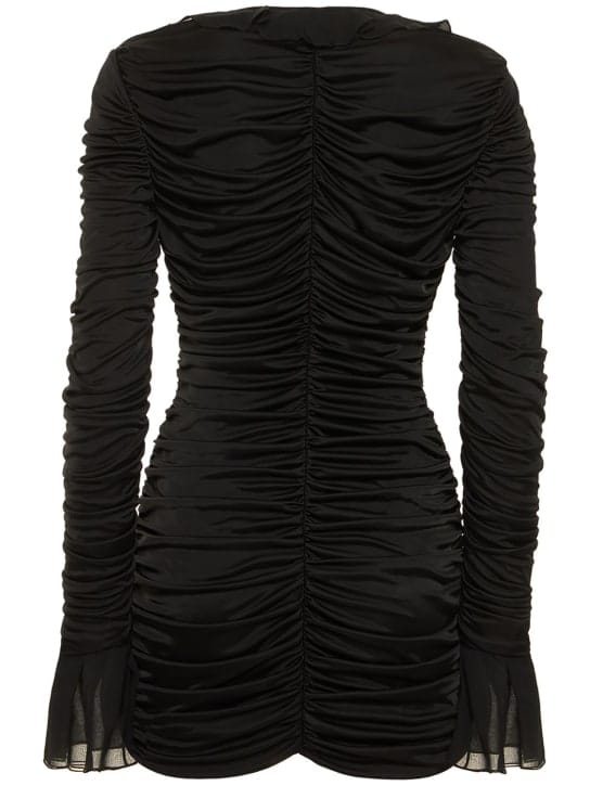 Blumarine: Ruched mini dress with ruffles