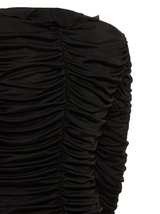 Blumarine: Ruched mini dress with ruffles