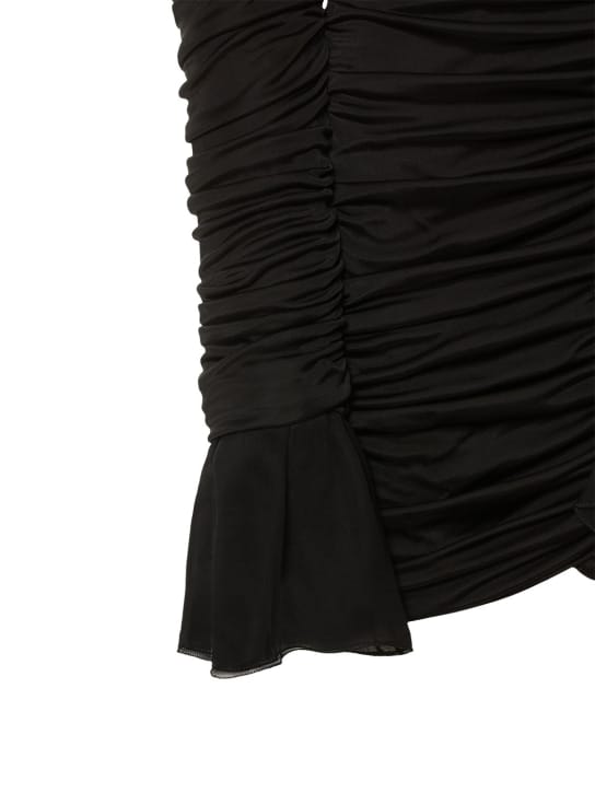 Blumarine: Ruched mini dress with ruffles
