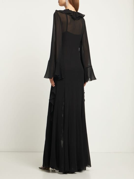 Blumarine: Cotton and silk-blend dress with ruffles