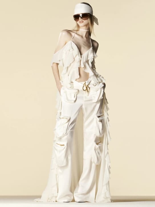 Blumarine: Cotton and silk-blend maxi dress with ruffles