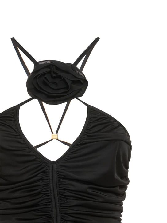 Blumarine: Ruched mini dress with ruffles