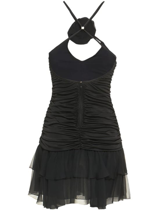 Blumarine: Ruched mini dress with ruffles