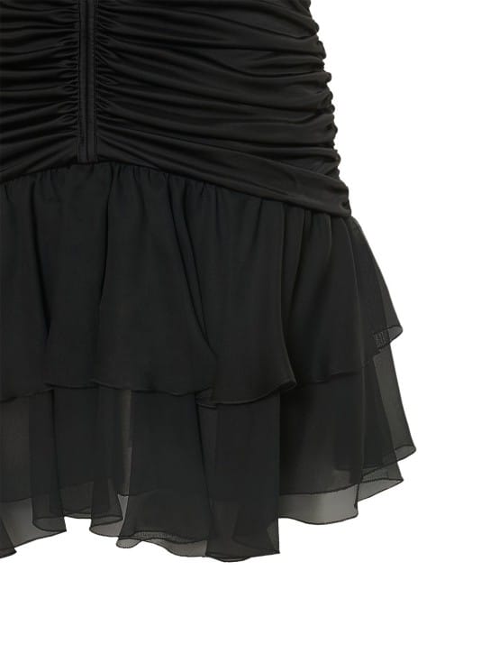 Blumarine: Ruched mini dress with ruffles