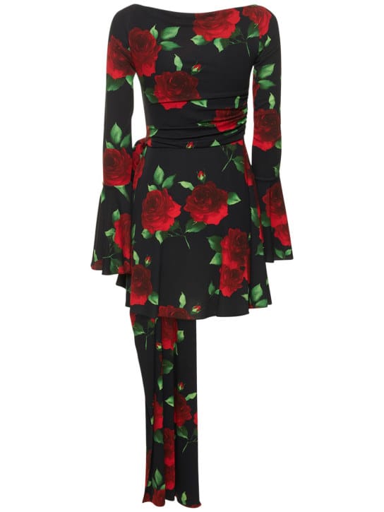Magda Butrym: Draped jersey minidress with flower appliqu 
