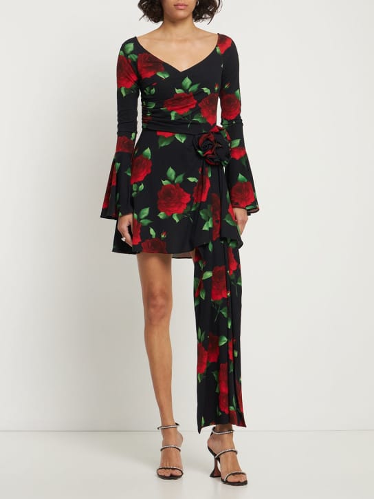 Magda Butrym: Draped jersey minidress with flower appliqu 