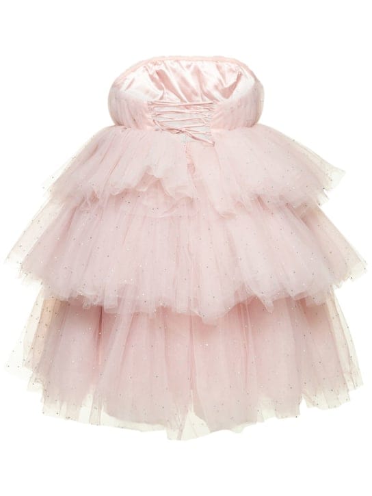 Rotate: Strapless ruffled tulle mini dress
