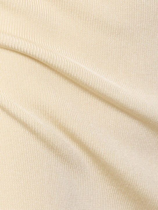 Aya Muse: Ribbed knit mini dress with ties