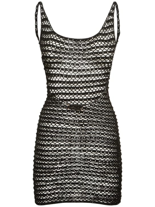 Aya Muse: Open-knit mini dress with straps