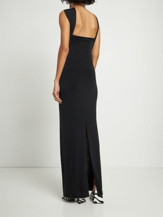 The Attico: Draped maxi dress with ring