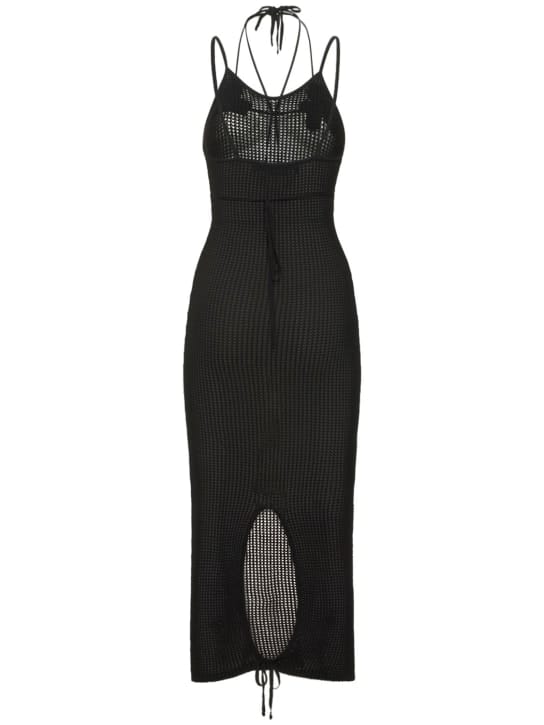 Andreadamo: Open-knit halterneck midi dress