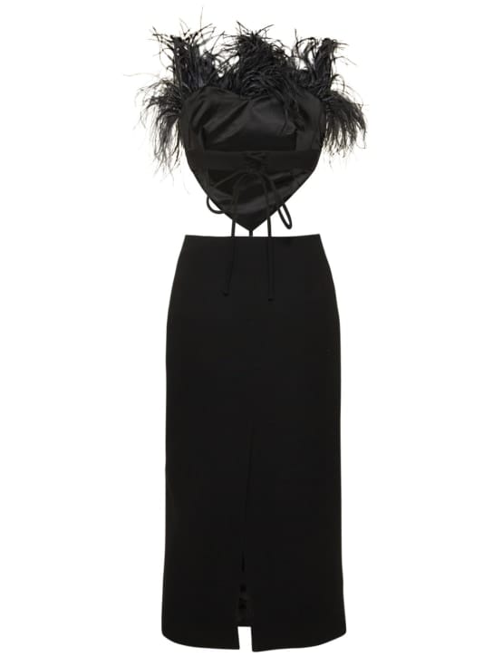 Mach & Mach: Robe midi en laine à plumes