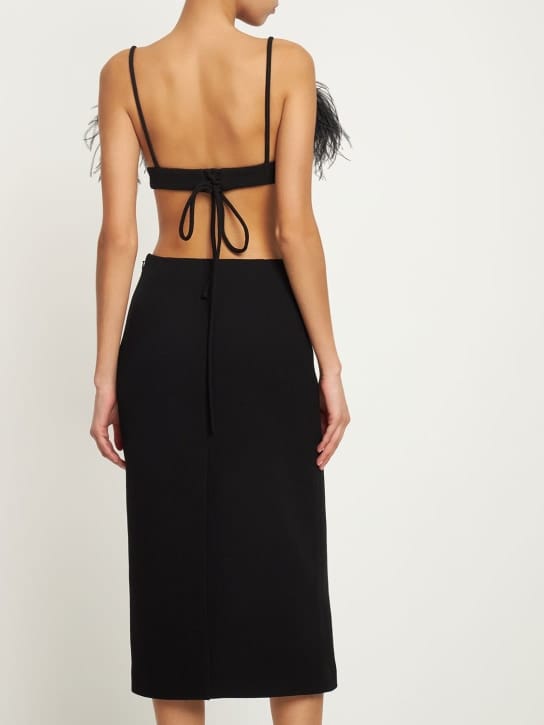 Mach & Mach: Robe midi en laine à plumes