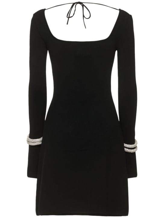 Mach & Mach: Ribbed knit mini dress with crystals