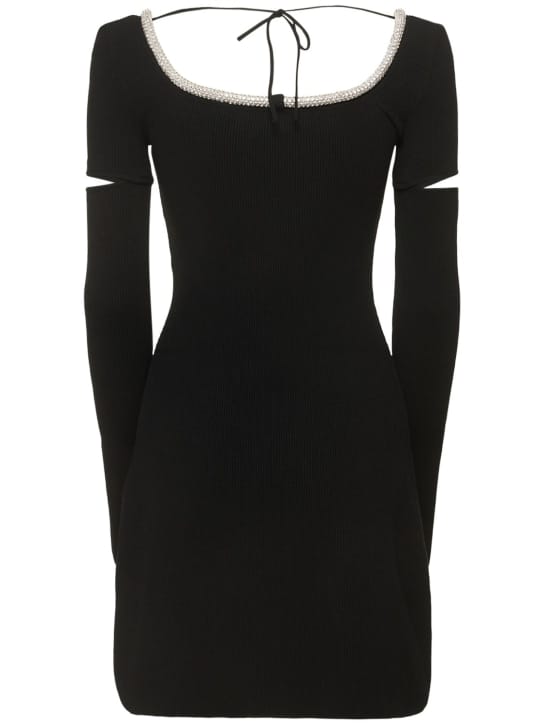 Mach & Mach: Robe courte en maille à cristaux