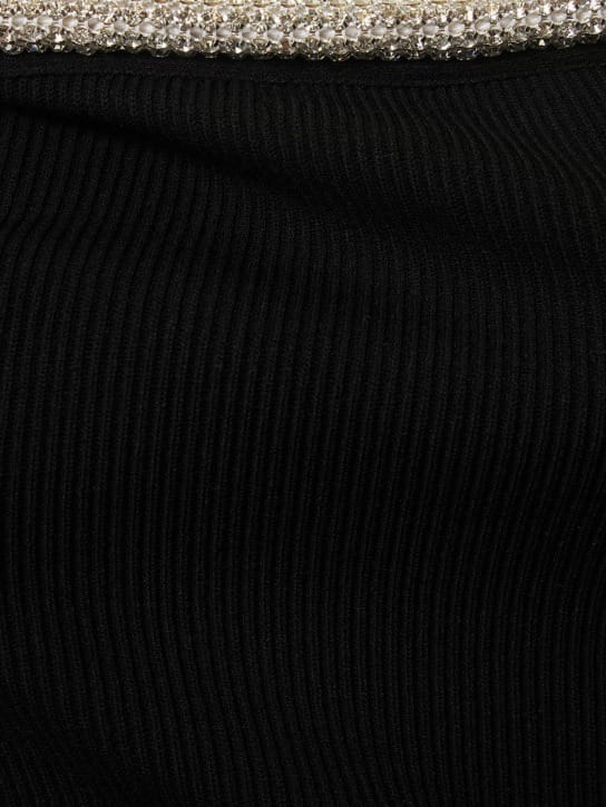 Mach & Mach: Robe courte en maille à cristaux