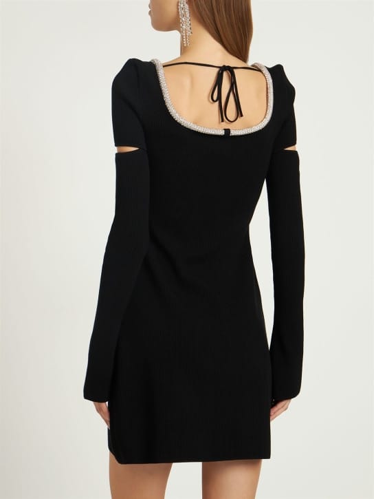 Mach & Mach: Robe courte en maille à cristaux