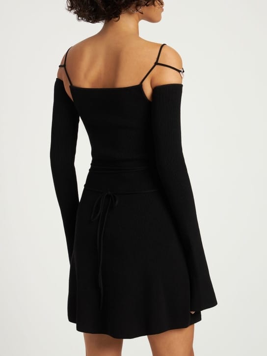 Mach & Mach: Robe courte évasée en maille côtelée