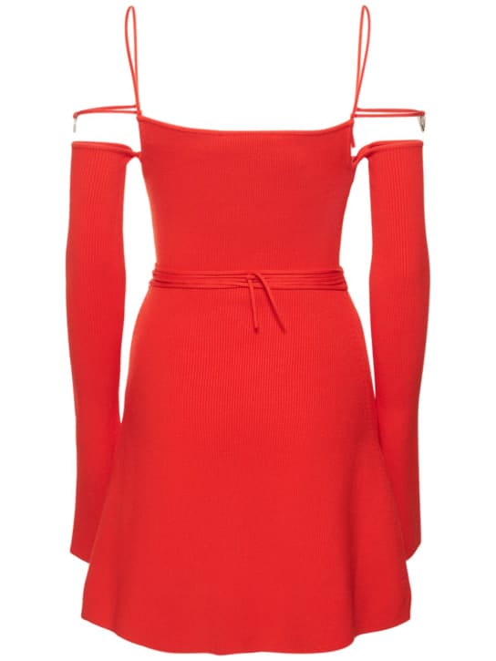 Mach & Mach: Robe courte en maille côtelée avec ceinture