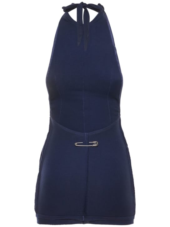 Sami Miro Vintage: Halterneck-Minikleid mit Sicherheitsnadeln