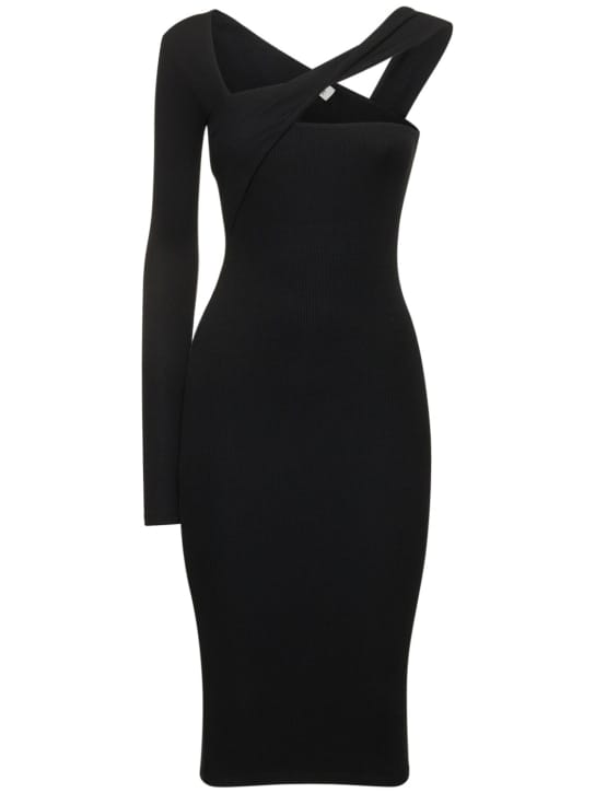 Alix Nyc: One-Shoulder-Midikleid aus Rippstrick