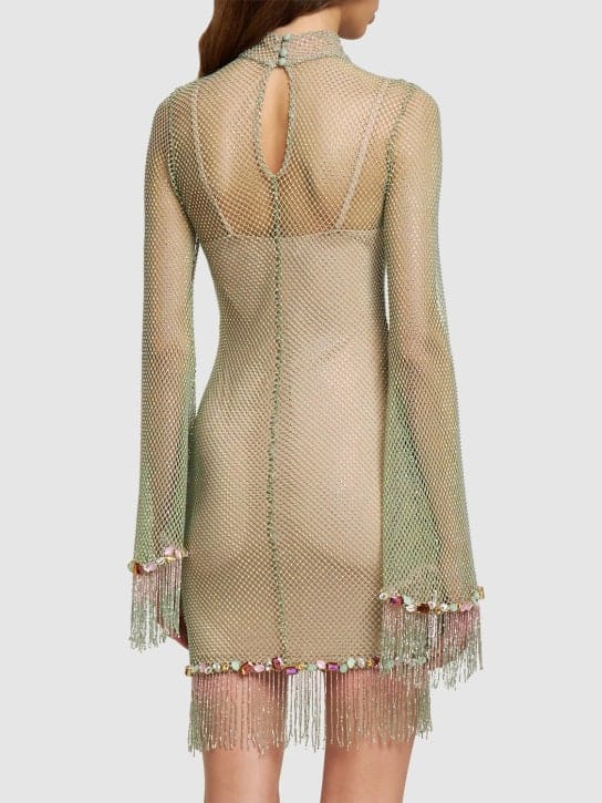 Patbo: Mini dress with crystals and fringes
