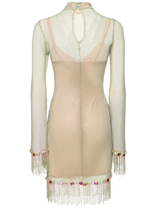 Patbo: Mini dress with crystals and fringes