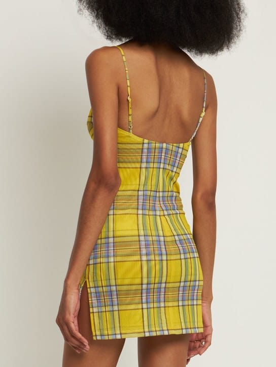 Miaou: Vestido corto de cuadros con tirantes finos
