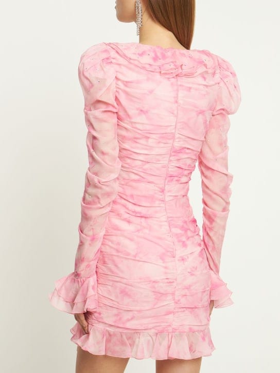 Alessandra Rich: Short silk dress with ruffles