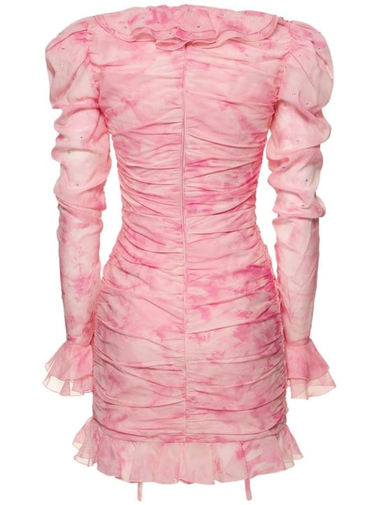 Alessandra Rich: Short silk dress with ruffles