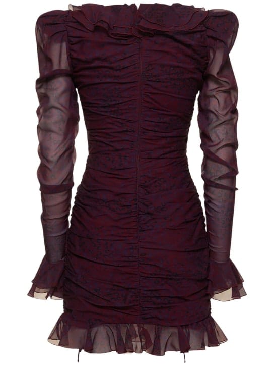 Alessandra Rich: Vestido corto de seda con volantes