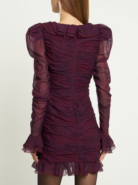 Alessandra Rich: Vestido corto de seda con volantes