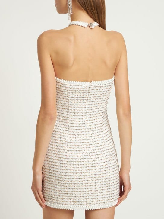 Alessandra Rich: Halterneck mini dress with trims